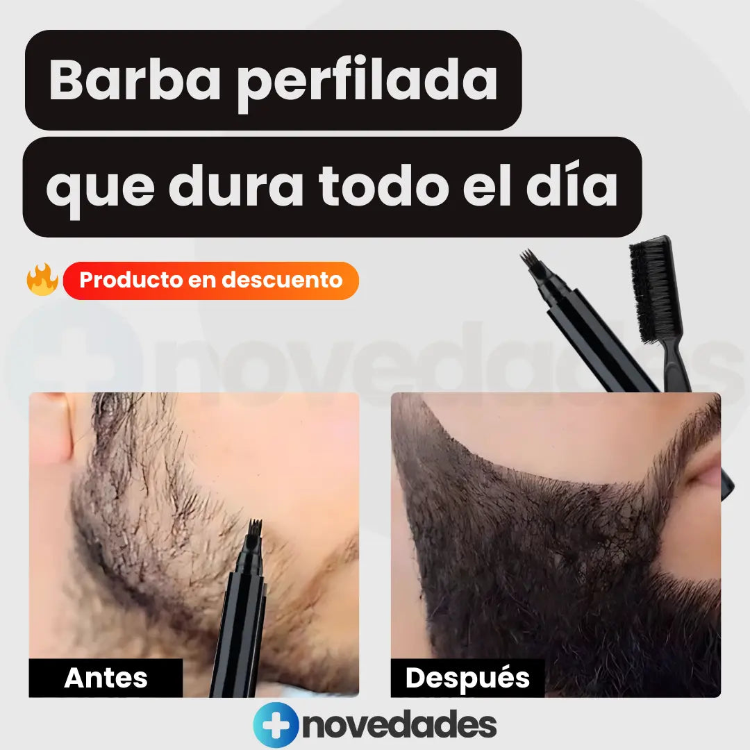 Kit de Barba Perfecta - Lápiz Perfilador + Cepillo para barba