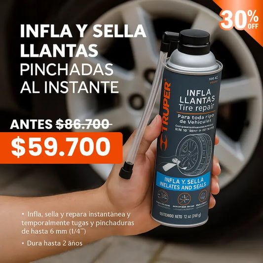Infla y Sella Llantas Pinchadas - Repara al instante
