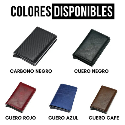 Tarjetero con bloqueo anti robo