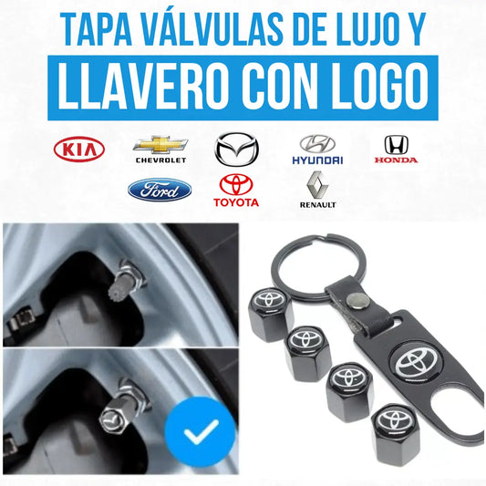 Set de Tapa Valvulas de Lujo y Llavero con Logo